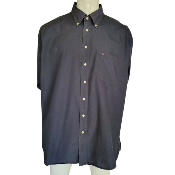 Tommy Hilfiger Mens Black Cotton Button-Up Shirt (Size XXL) - Picture 1 of 7
